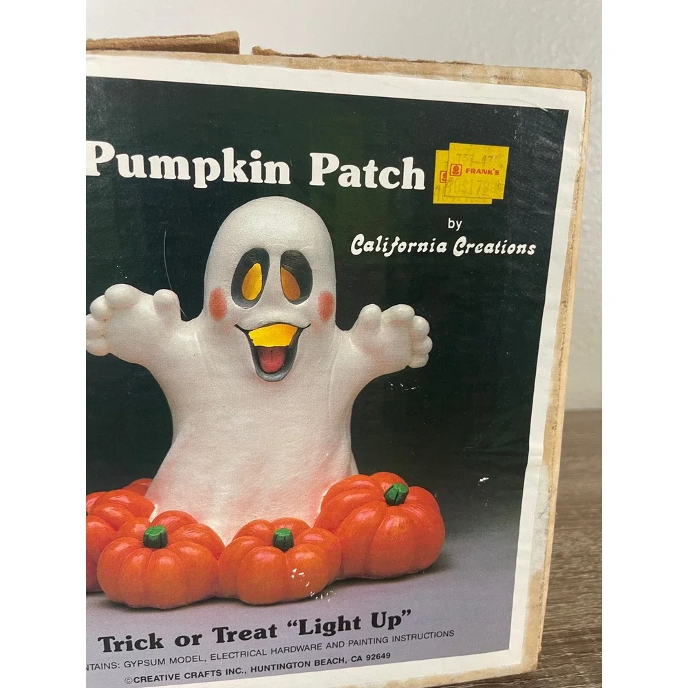 Vintage California Creations Ghost Pumpkin Patch Light Up Halloween Ceramic